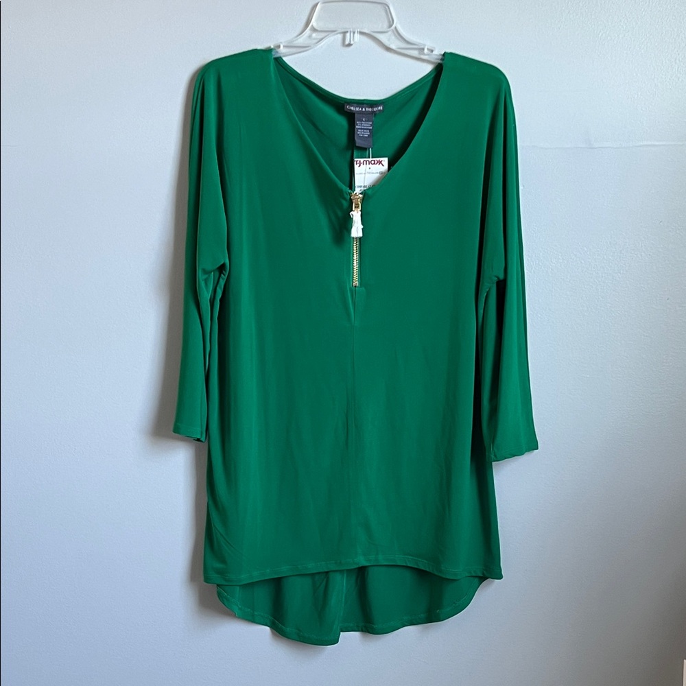 Chelsea & Theodore Green Zipper Tunic